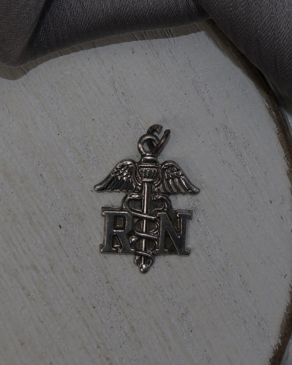Vintage Sterling Silver Registered Nurse RN Charm 2.1G / 0.9in